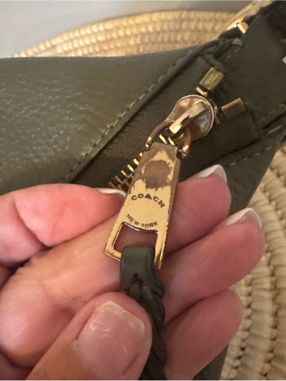 Coach Olive Green Pebbled Leather Crossbody with Gold Logo - Picture 6 of 11